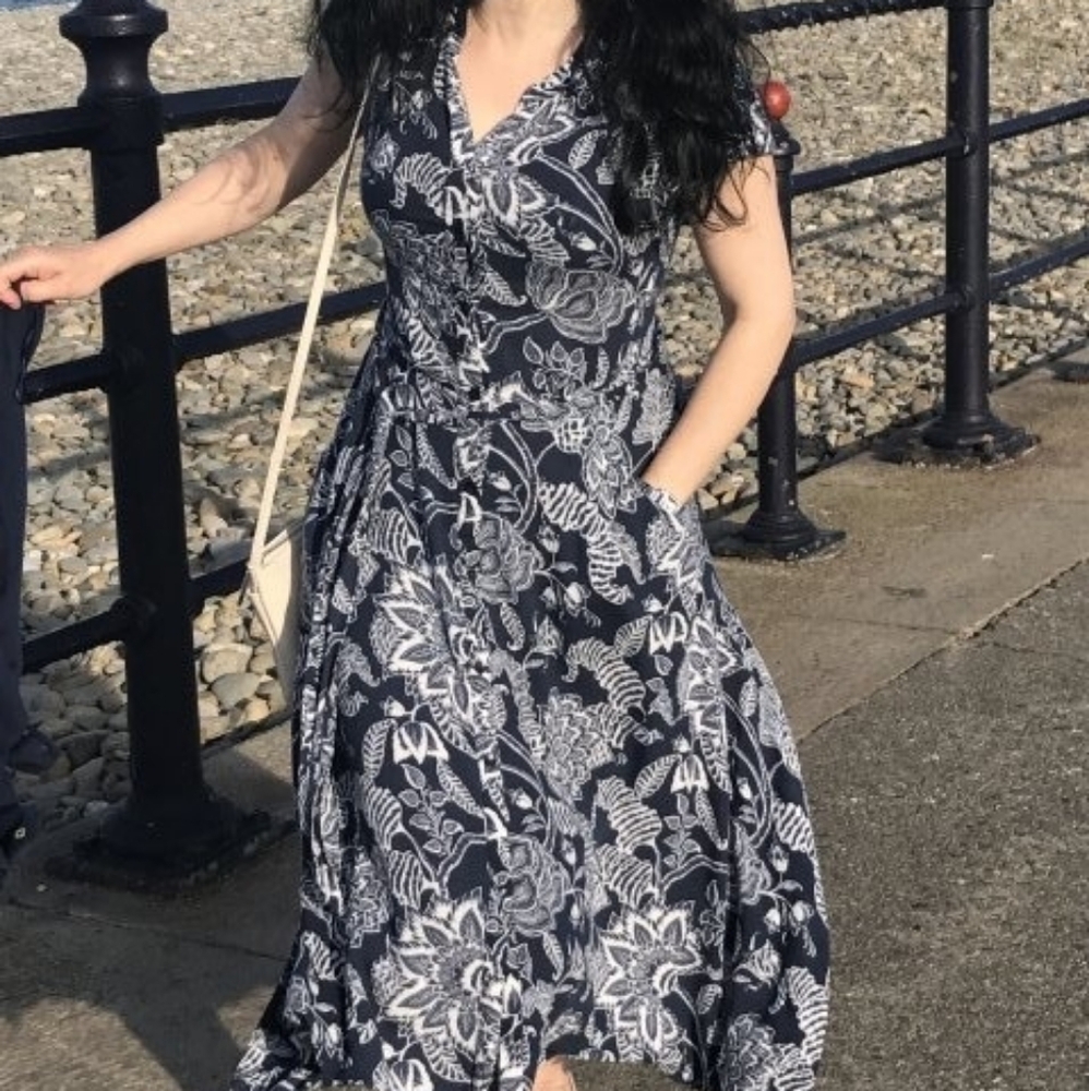 Monsoon V Neck Collard Wrap Dress ‎ Size 10